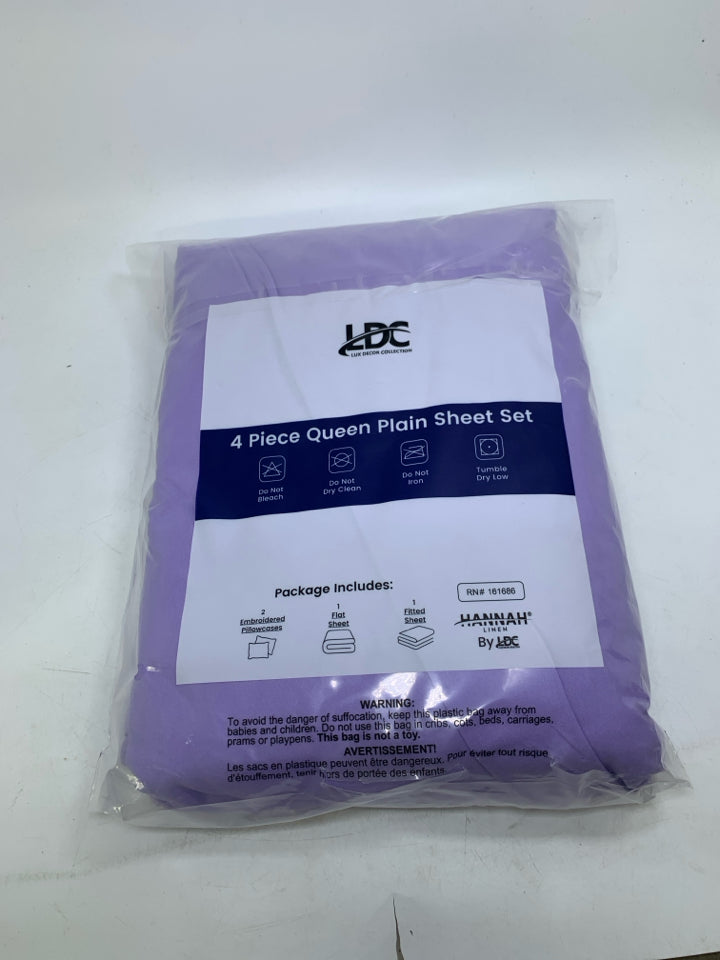 NIP 4PC QUEEN PLAIN SHEET SET.