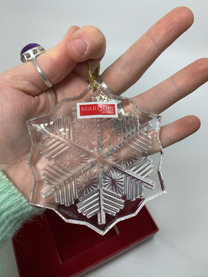 MARQUIS CRYSTAL SNOWFLAKE ORNAMENT IN BOX.