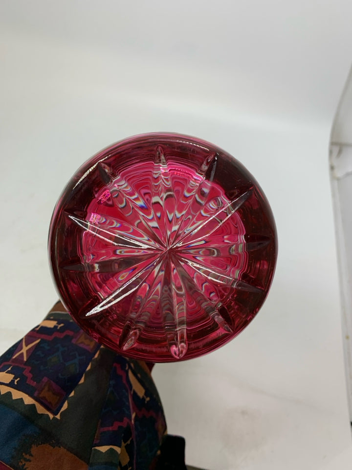 VTG HEAVY ETCHED FLOWERS CRYSTAL DECANTER.