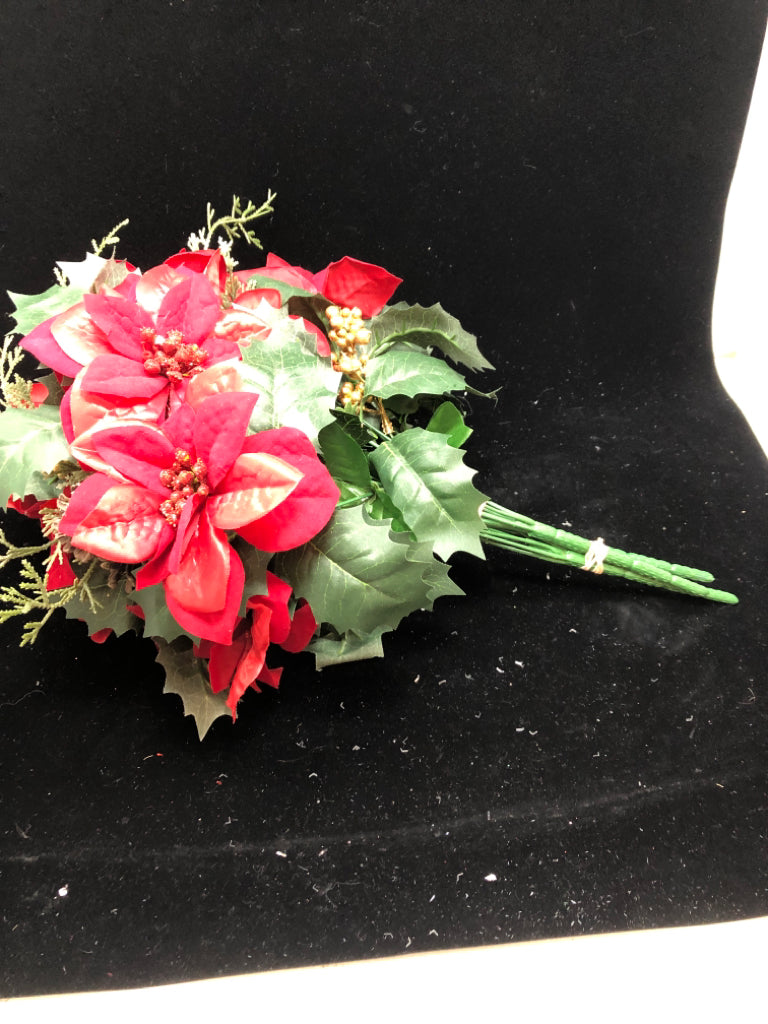 POINSETTIA AND PINECONE FAUX BUNDLE.