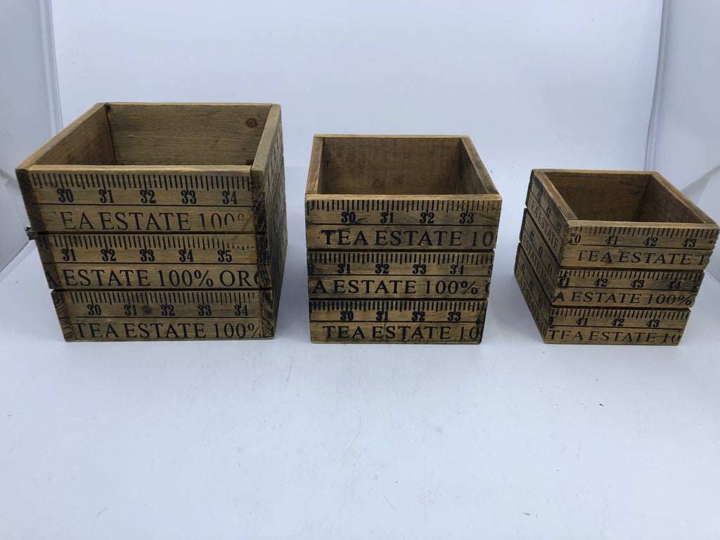 3 SQUARE WOOD NESTING BOXES RULER DETAIL.