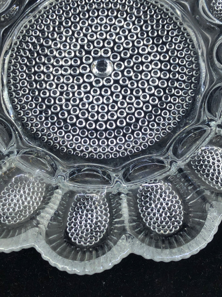 VTG CLEAR HOBNAIL GLASS DEVILED EGG DISH.