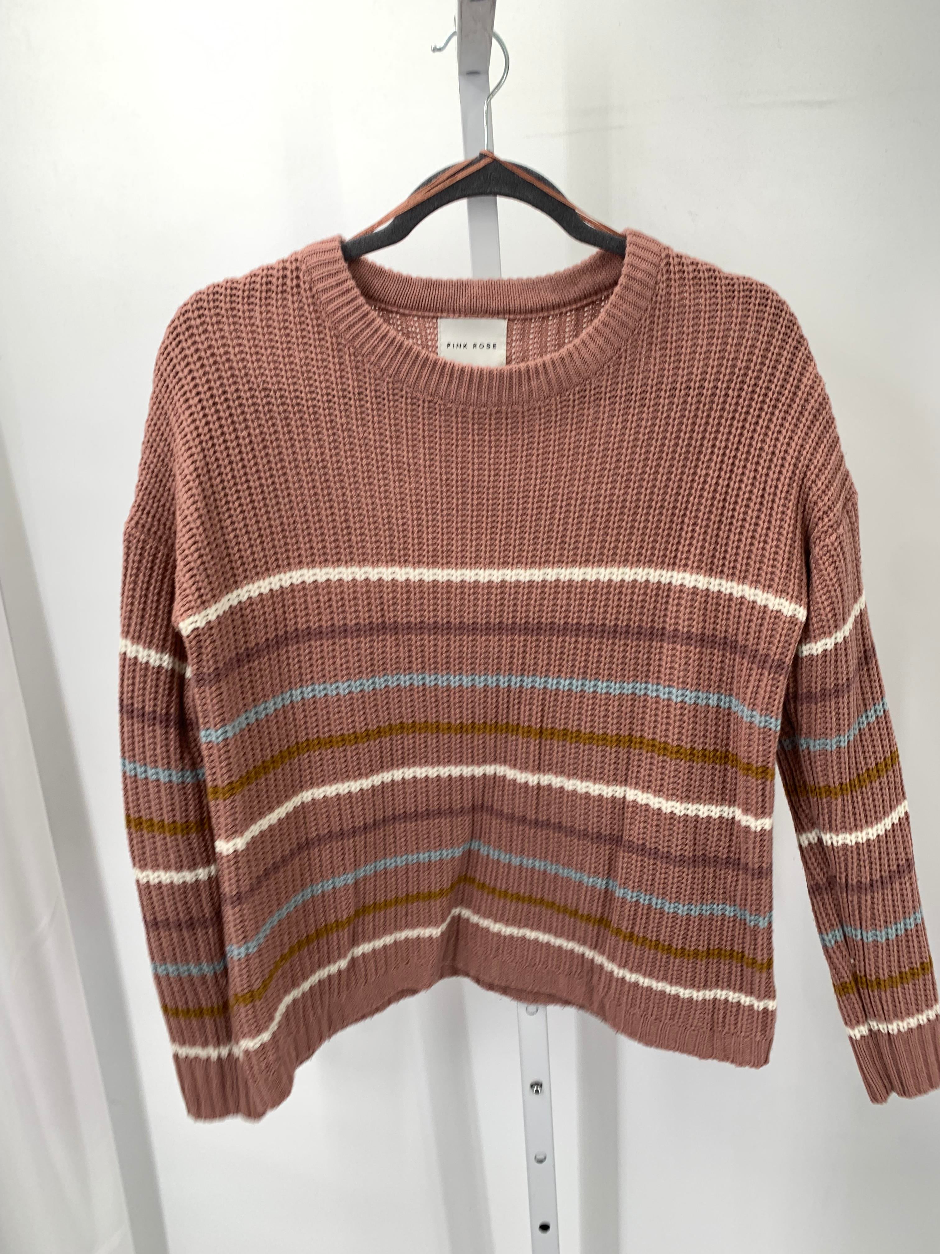 Pink Rose Size Large Juniors Long Sleeve Sweater