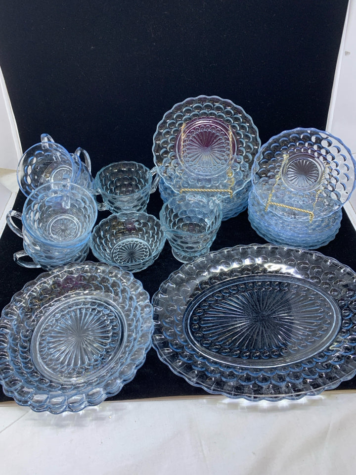 23 PC BLUE BUBBLE DESSERT SERVING SET- 6 CUPS, 6 SAUCERS, CREAMER SUGAR, DESSERT