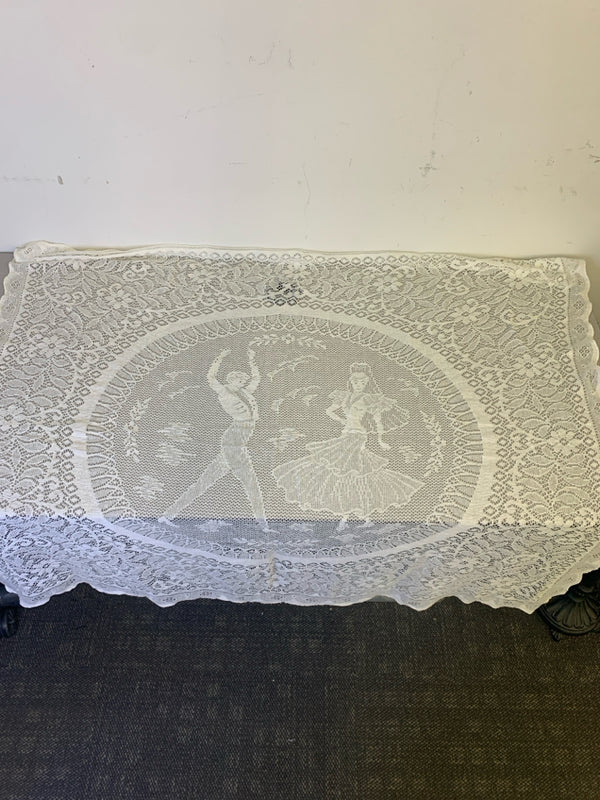 MAN AND WOMAN DANCING SQUARE DOILY.