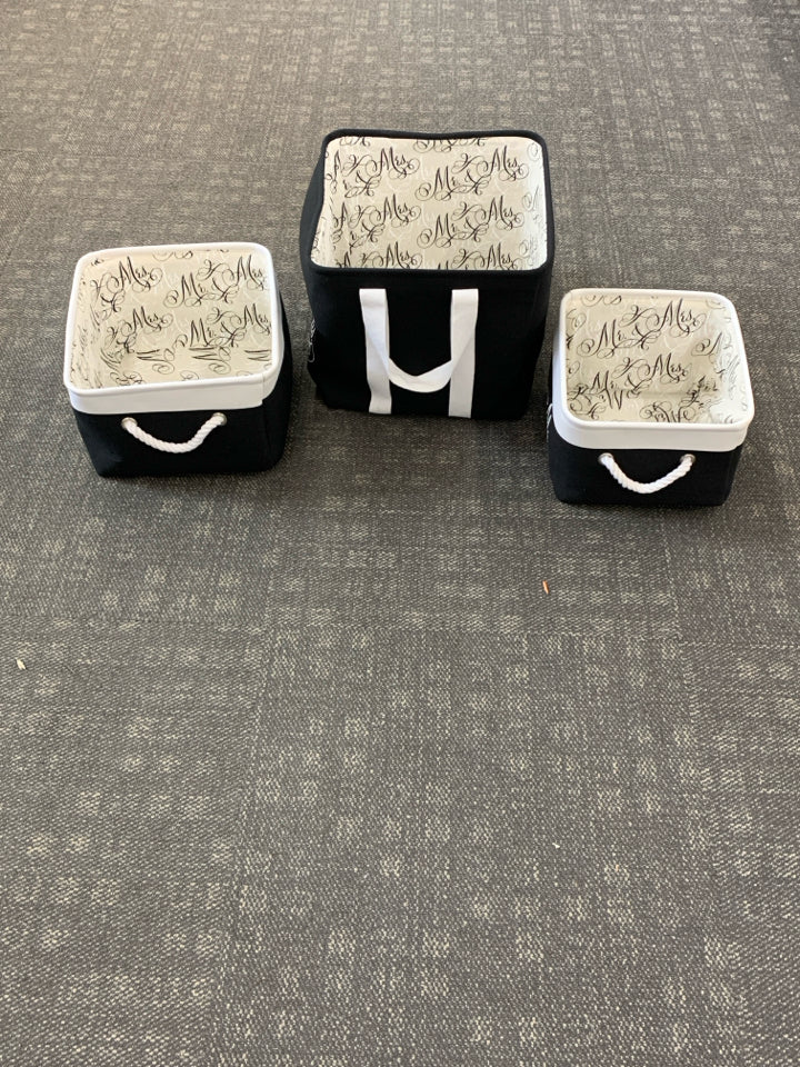 3PC MR AND MRS FABRIC BIN SET.