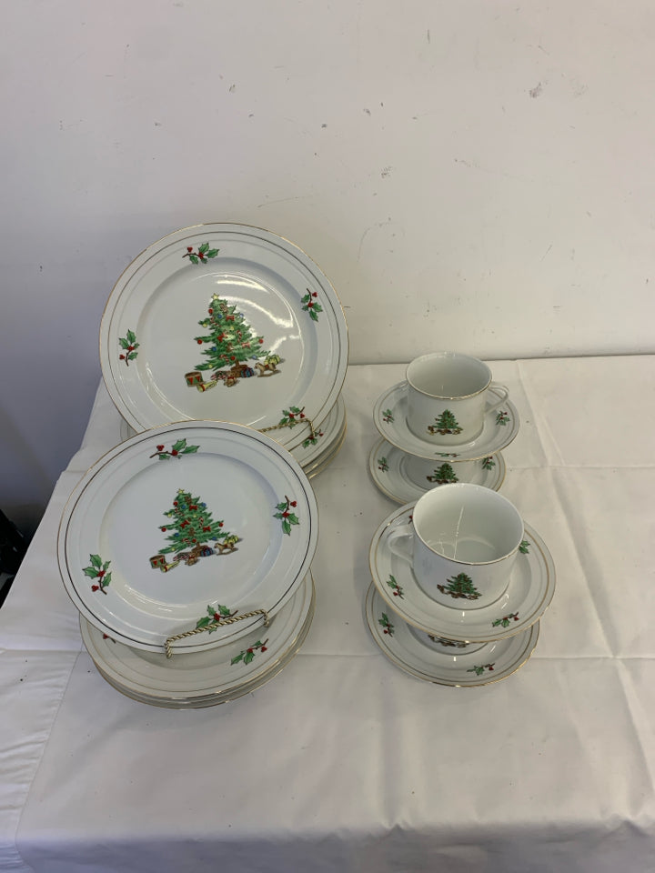 16 PC HOLIDAY HOSTESS SERV FOR 4- 4 DINNER PLATES, 4 CUPS, 4 SAUCERS 4 LUNCH PLA