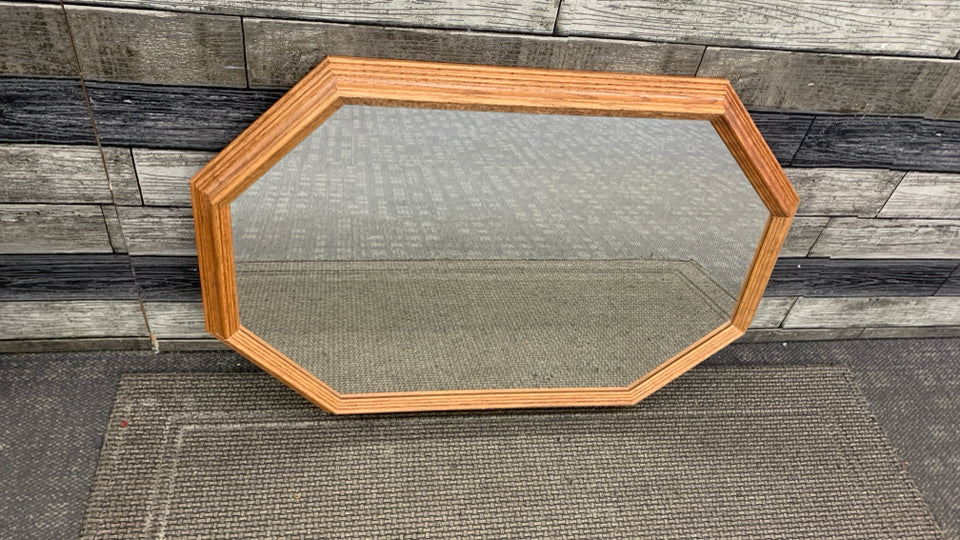 WOODEN OCTAGON MIRROR.