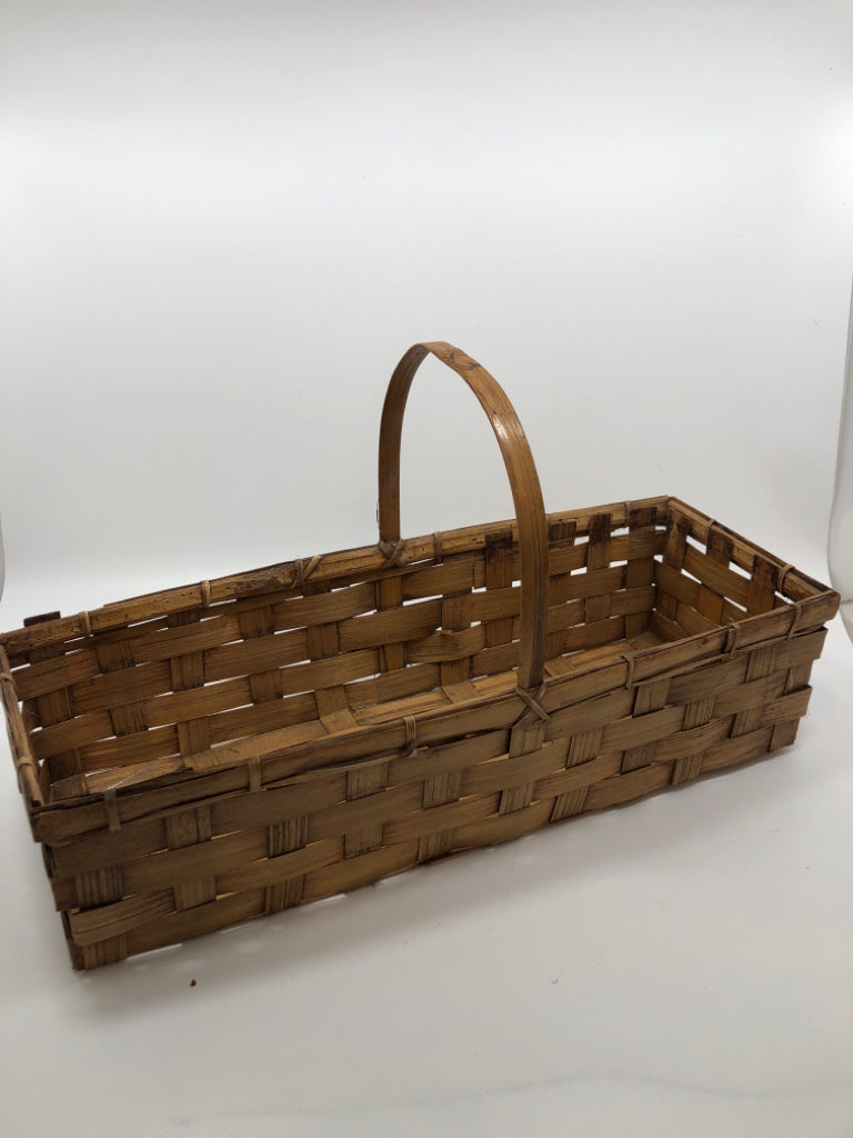 RECTANGLE BROWN WOVEN BASKET FALL LEAVES.