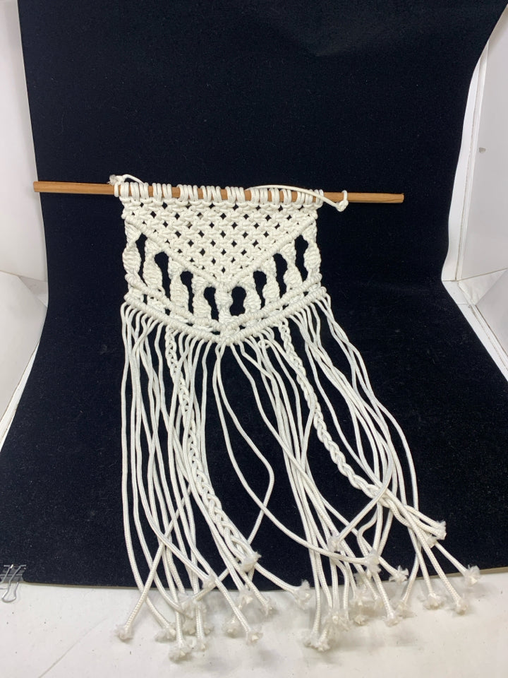 WHITE CROCHET WALL HANGING.