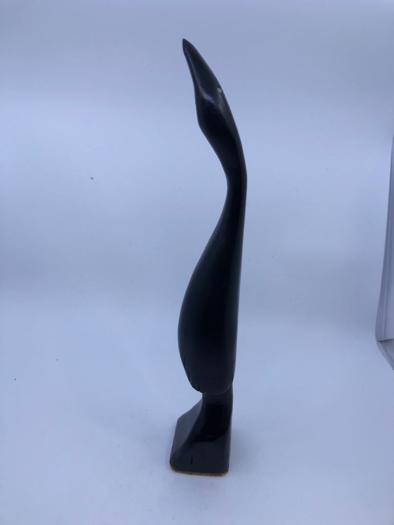 BLACK CARVED BIRD W JEWEL EYE.