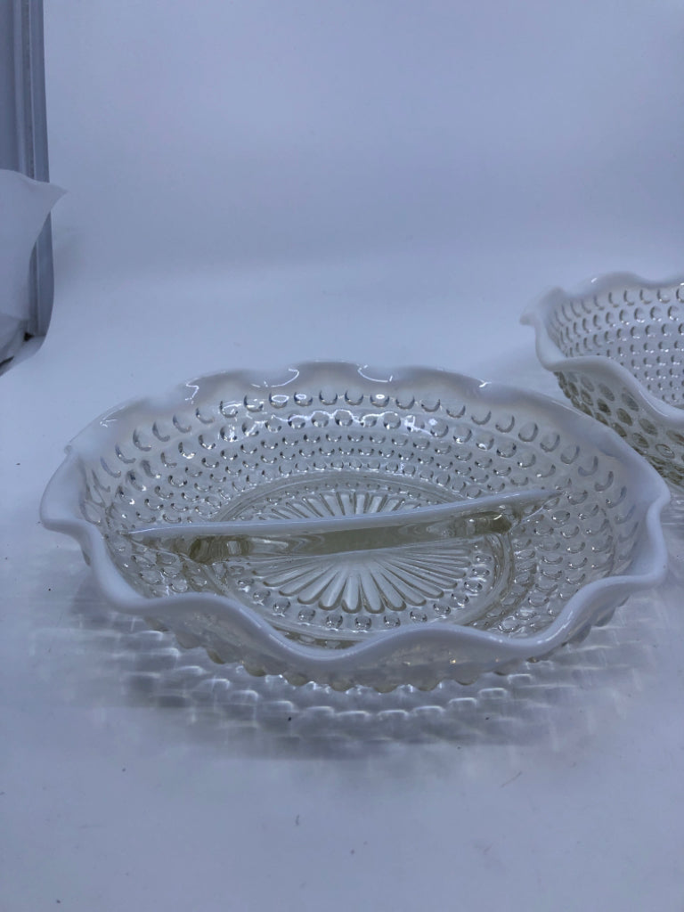 2 PC VTG HOBNAIL GLASS BOWL SET.