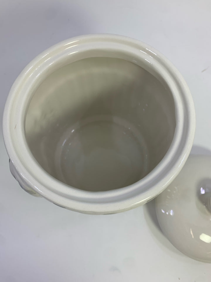 CERAMIC COOKIE JAR W/PLAID BOW.