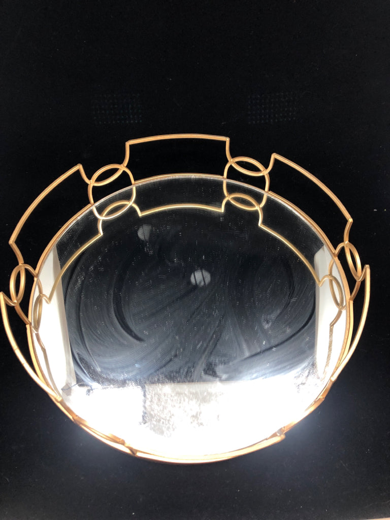 ROUND GOLD MIRROR TRAY DECOR.
