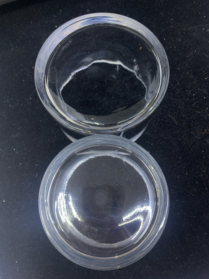 2 ROUND CYLINDER CANDY DISHES.