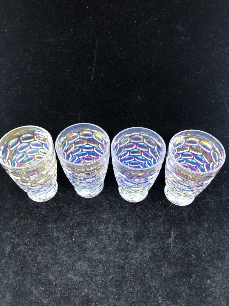 4 IRIDESCENT DIVET GLASSES.