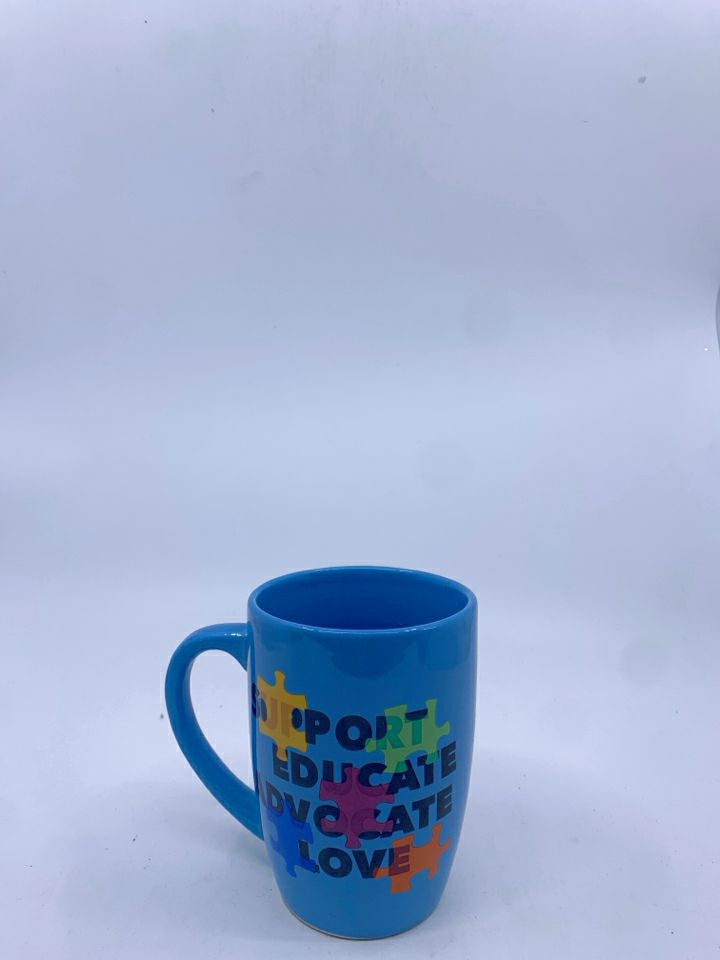 BLUE SUPPORT PUZZLE PIECES MUG.