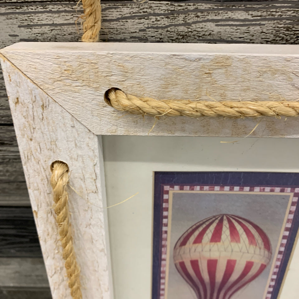 HOT AIR BALLOON PRINT IN ROPE FRAME.