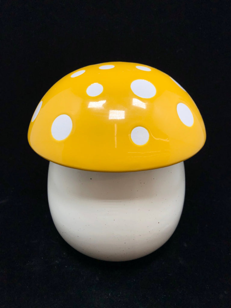 WORLD MARKET YELLOW MUSHROOM CANISTER.