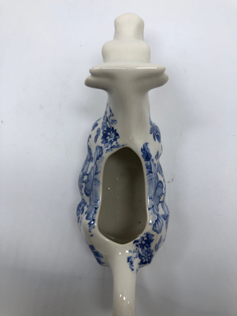 VTG CROWN DEVON WHITE CREAM COW W/BLUE FLORAL DESIGN.