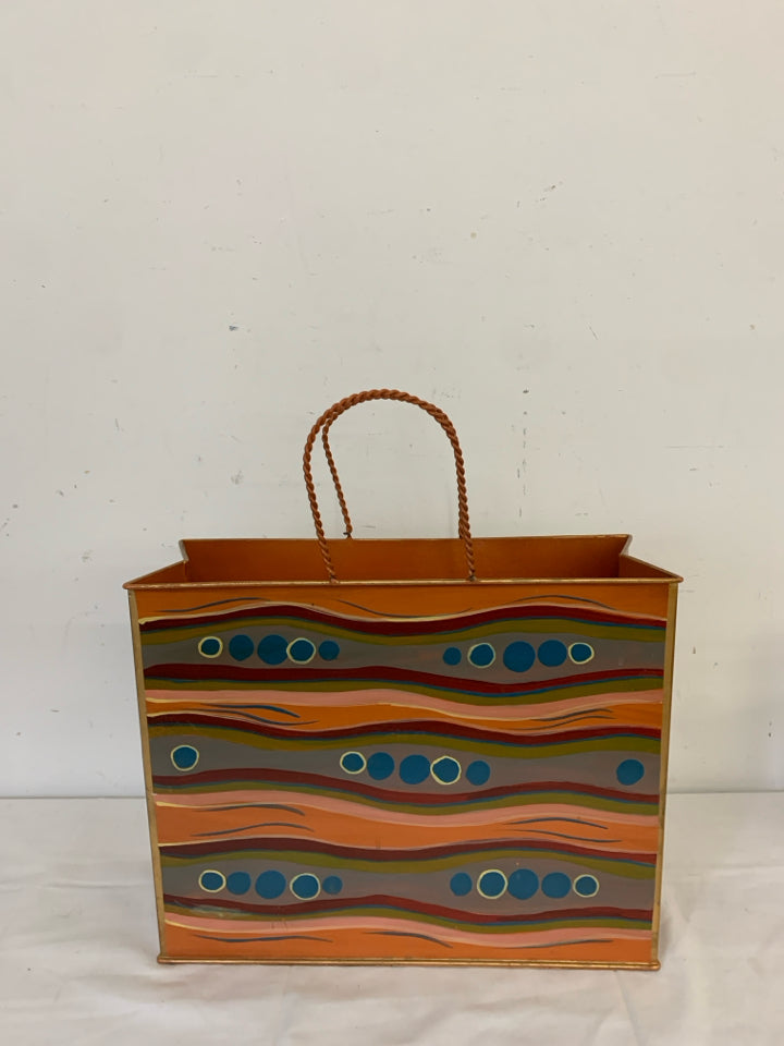 COLORFUL METAL DECORATIVE BAG W HANDLES.