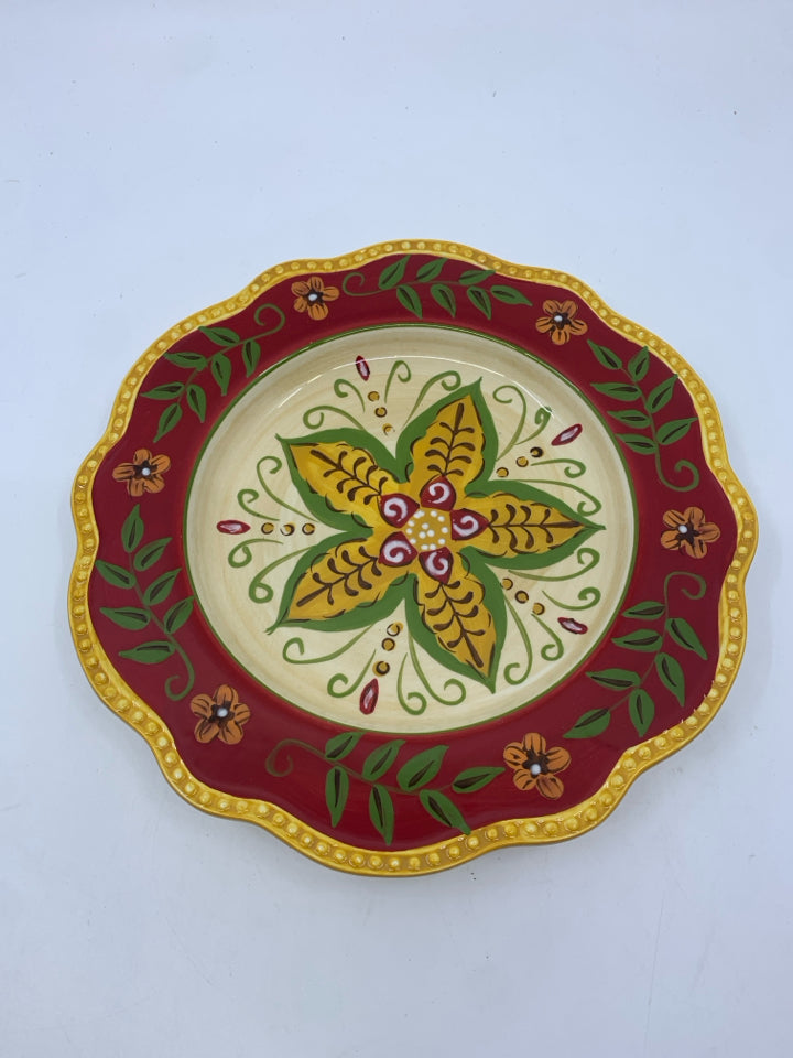 FLORAL PATTERN SCALLOP EDGE SMALL PLATE.