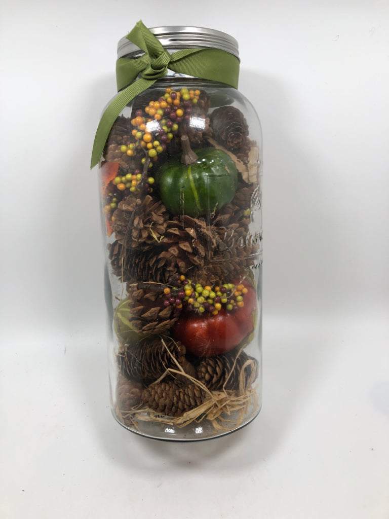 FALL BOTANICALS IN DECORATIVE JAR.