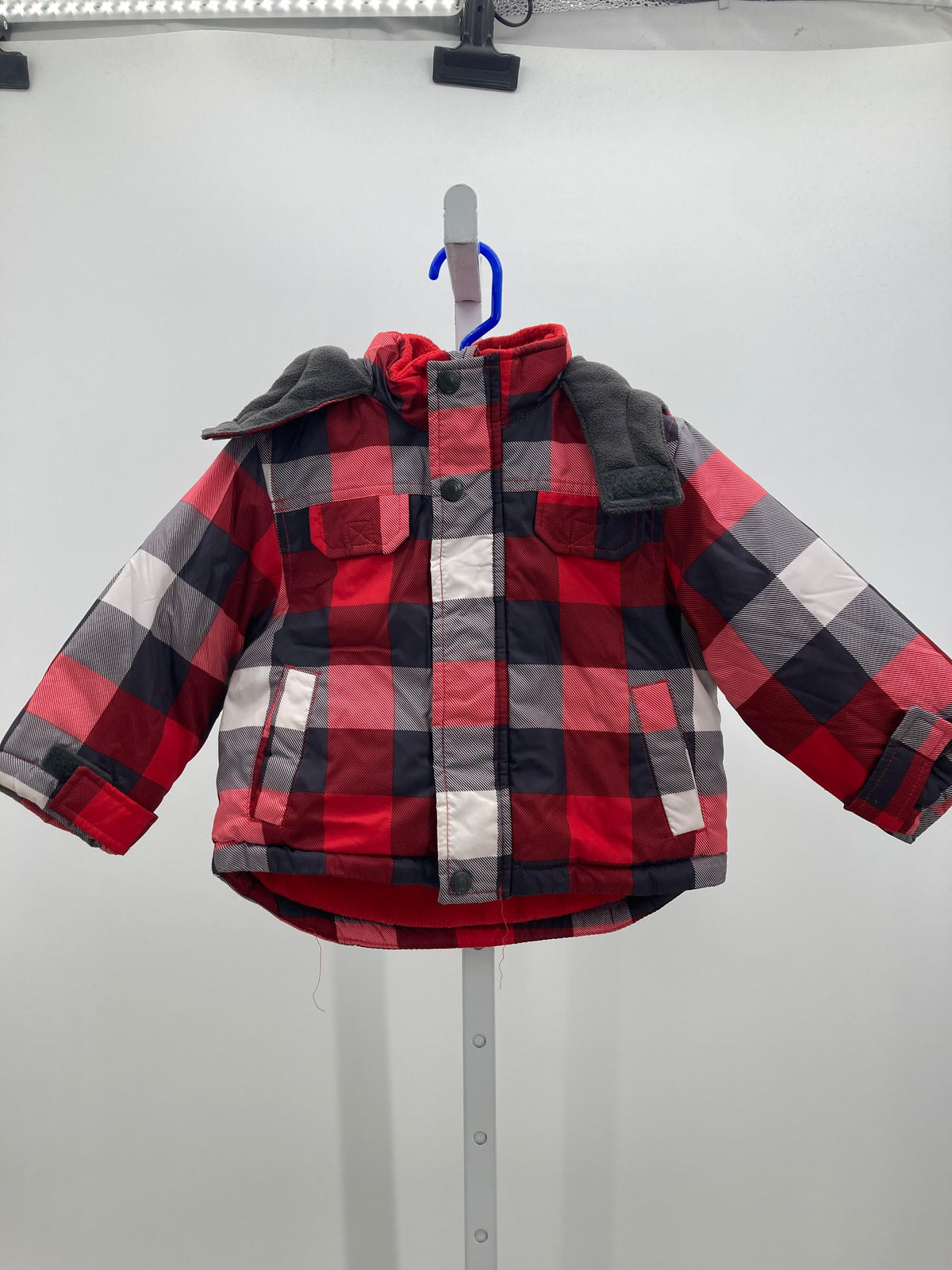 HOODED GREY PLAID