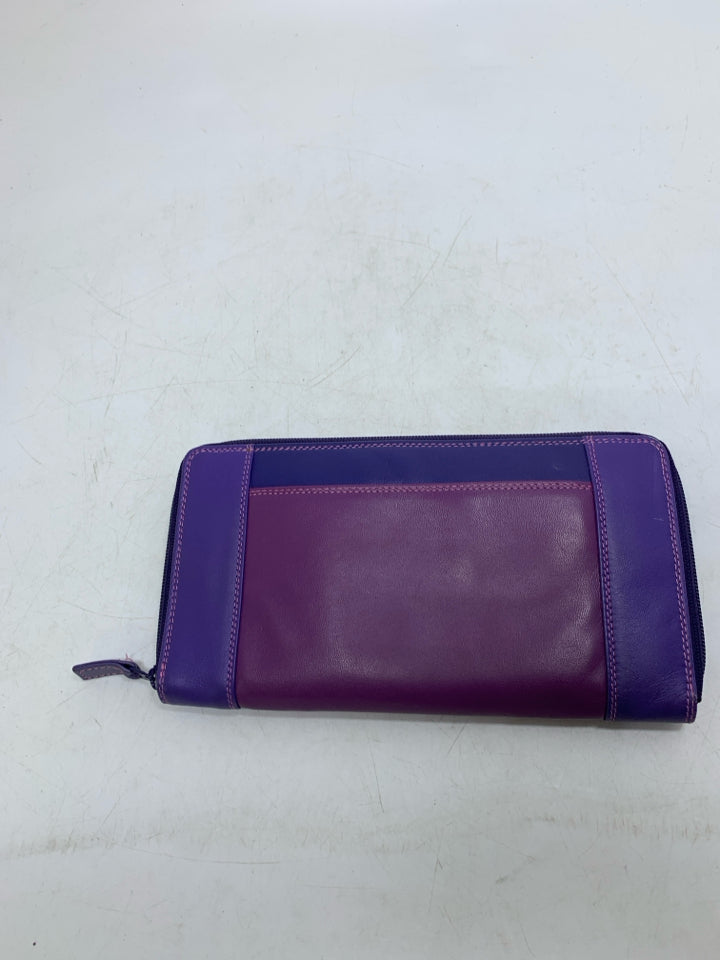 Large Multi-colored Purples Full Zip Leather My Walit