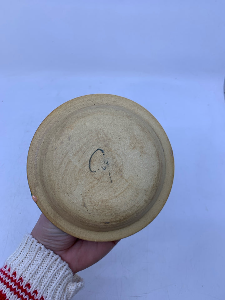 PURPLE POTTERY TAPERED W/ COLORFUL LINE.