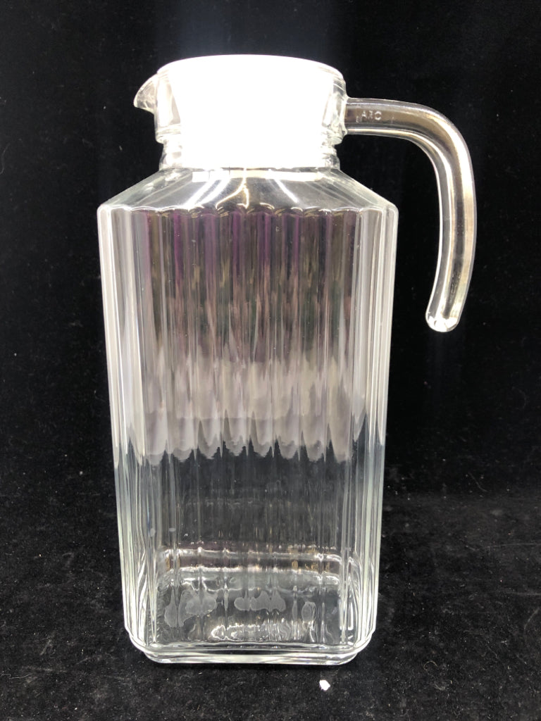 GLASS RIBBED MARTHA STEWART PITCHER.
