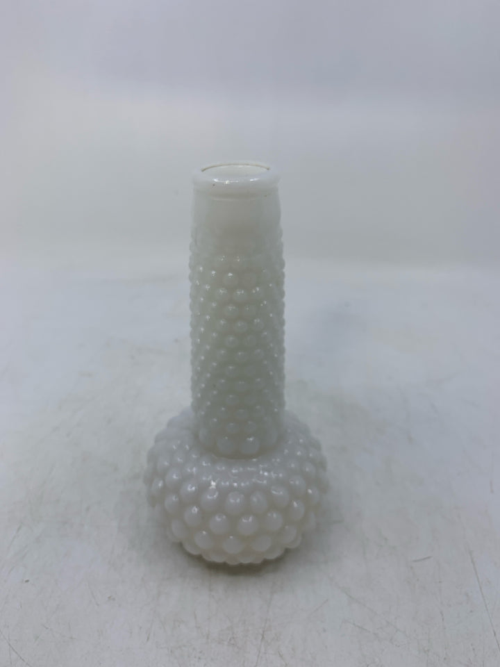 VTG LONG NECK HOBNAIL VASE.