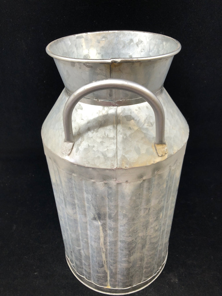 GALVANIZED MILK CAN W/2 HANDLES.