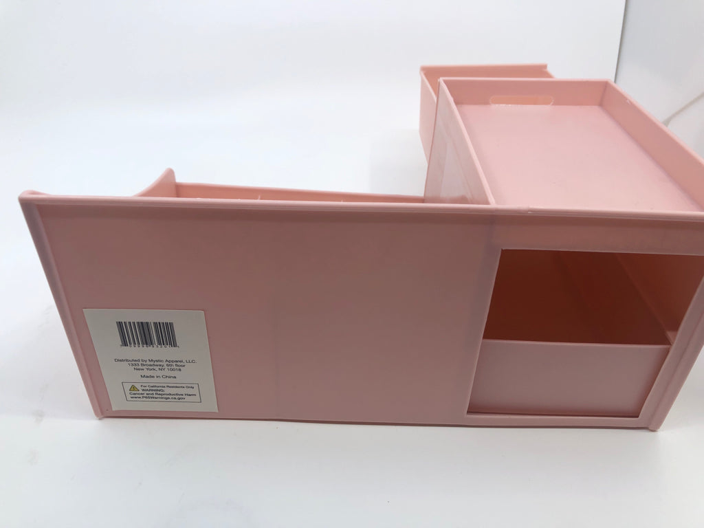 PINK PLASTIC DESK ORGANIZER W 2 DRAWERS.