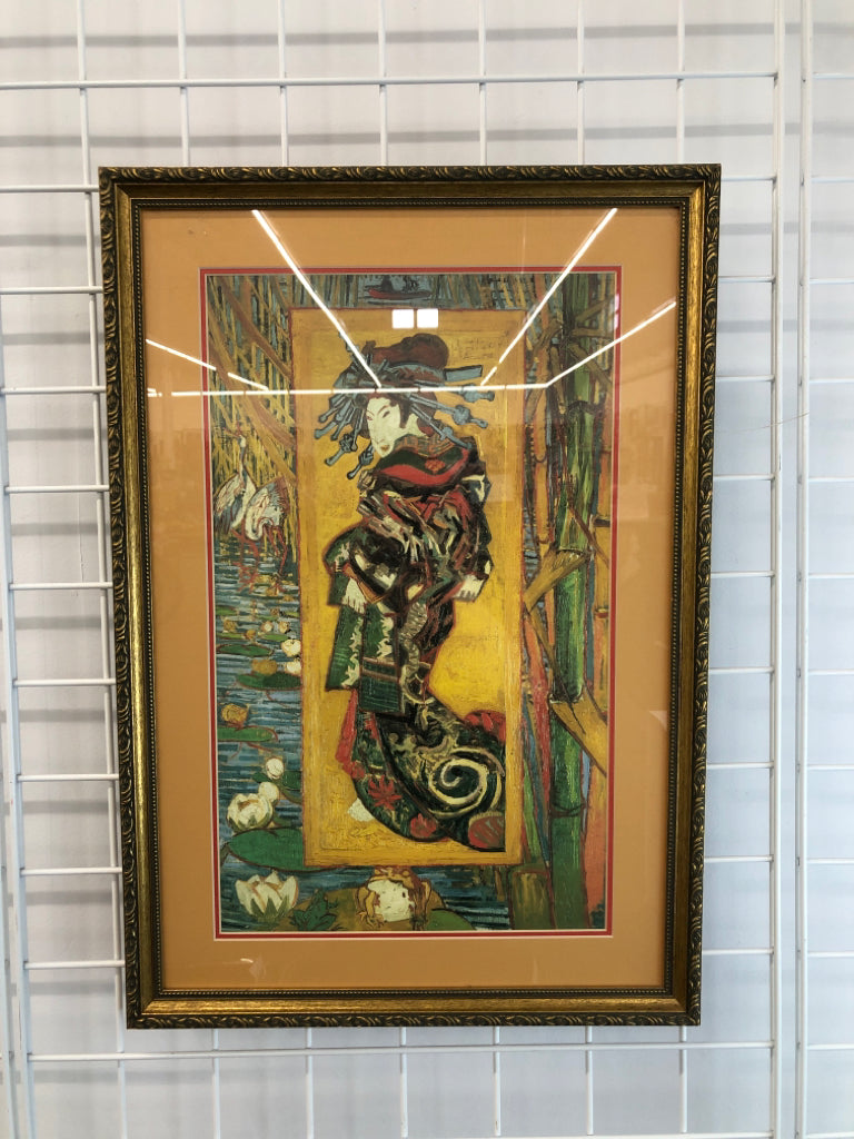FRAMED ART PRINT "COURTESAN: AFTER EISEN"-VINCENT VAN GOGH IN GOLD FRAME WALL HA