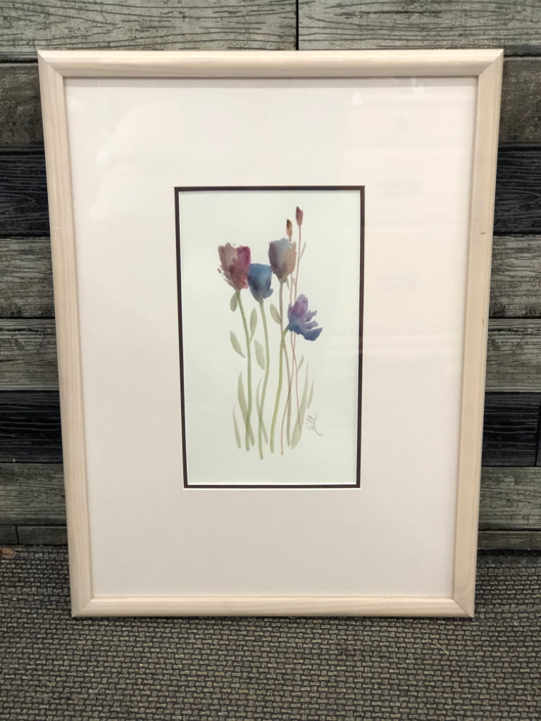 WATERCOLOR FLORAL IN PALE PINK FRAME WALL ART.