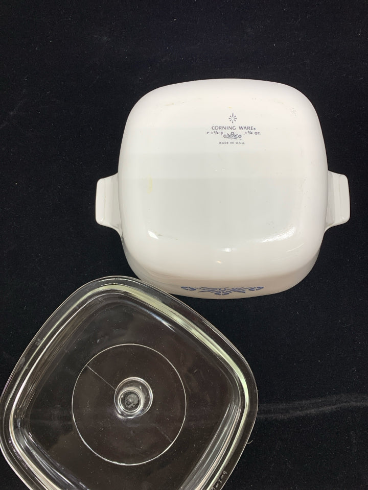 CORNING WARE BLUE FLOWER CASSEROLE DISH W/LID.