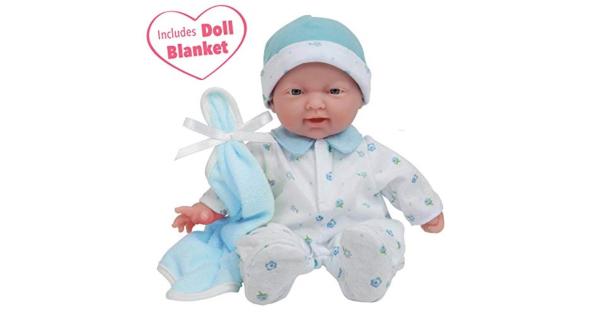 La Baby Caucasian 11" Soft Body Baby Doll Blue Outfit - Blue -