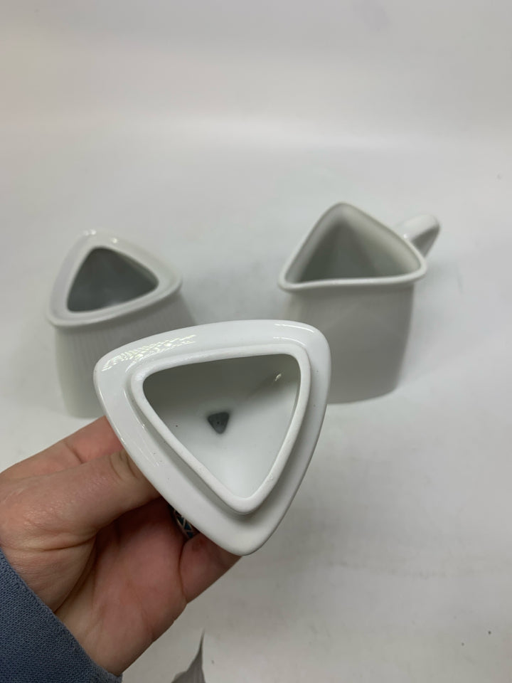 TRIANGLE SHAPED  SUGAR/CREAMER SET.