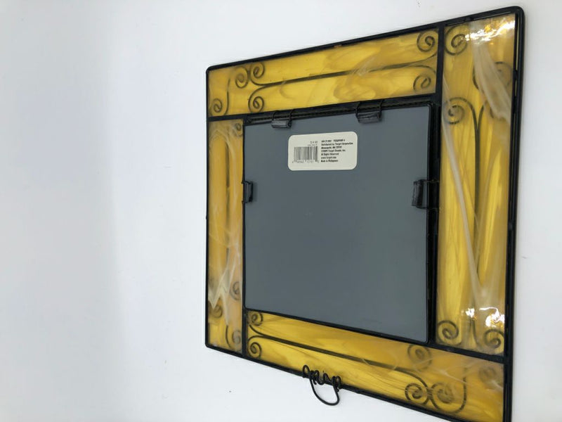 YELLOW STAIN GLASS SQUARE MIRROR.