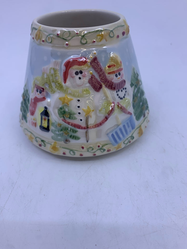 2PC SNOWMAN CANDLE SHADE W PLATE.