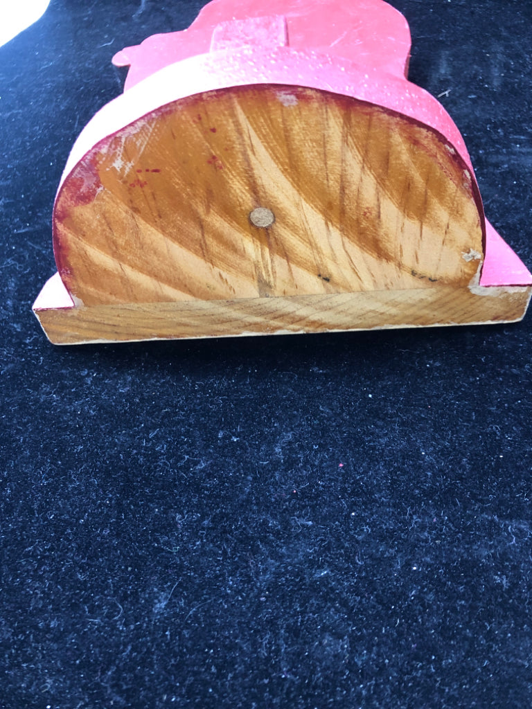 RED CARVED WOODED SANTA.