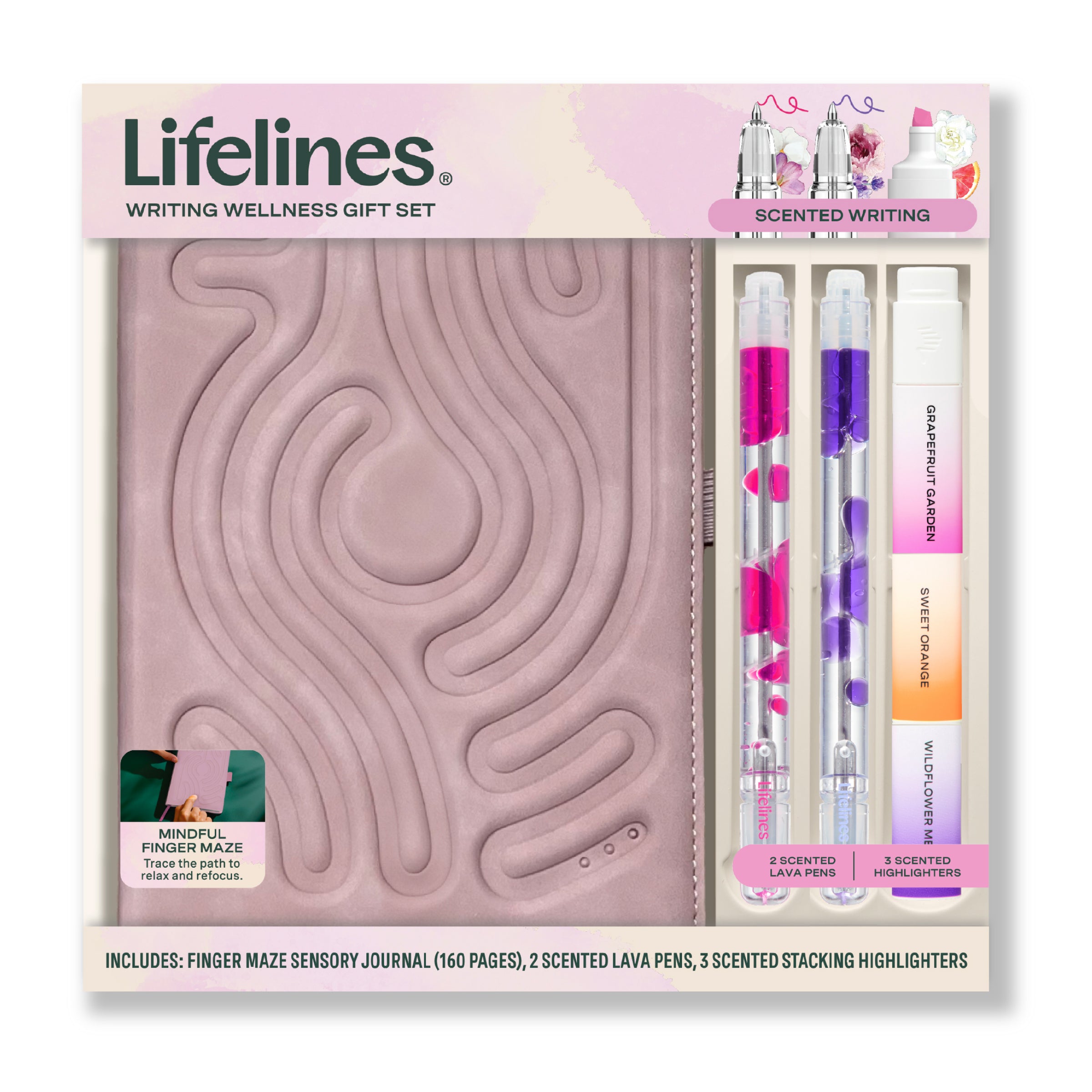 Lifelines Writing Bundle Dusty Pink (New - Lava Pen, Journal, Highlighter)