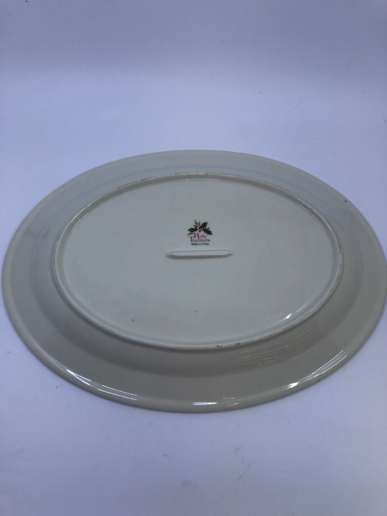 2pc HOLIDAY TRADITIONS HOLLY SERVING PLATTER + BOWL.