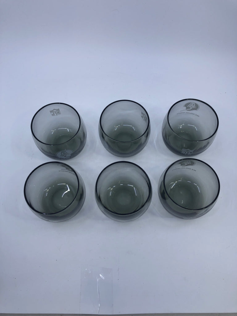 6 SHORT GREY GLASS PATRIOT GLASSES.