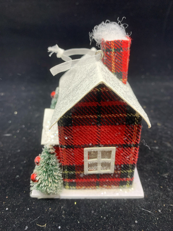 RED AND BLACK HOUSE ORNAMENT.