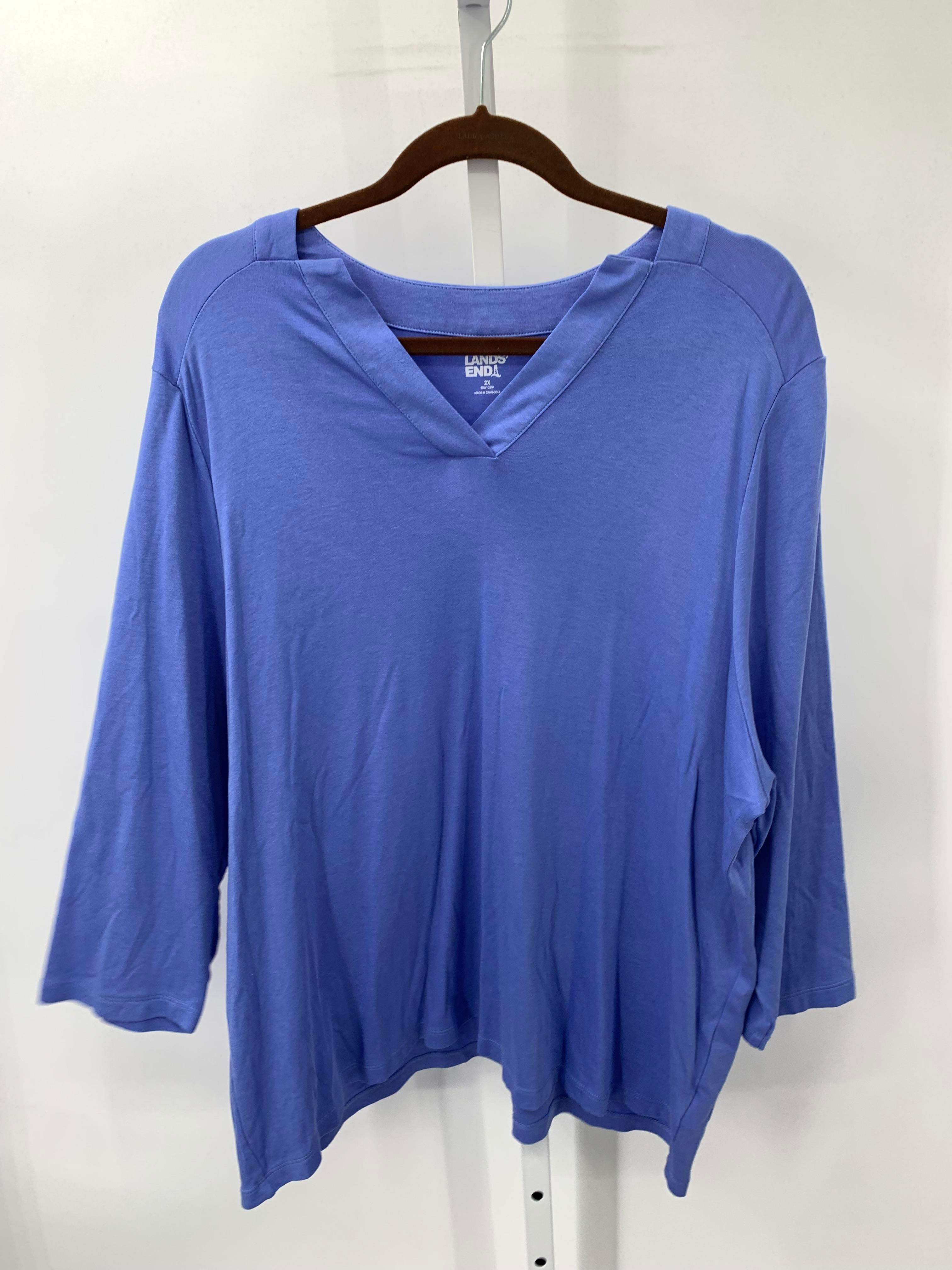 Lands End Size 2X Womens 3/4 Sleeve Shirt