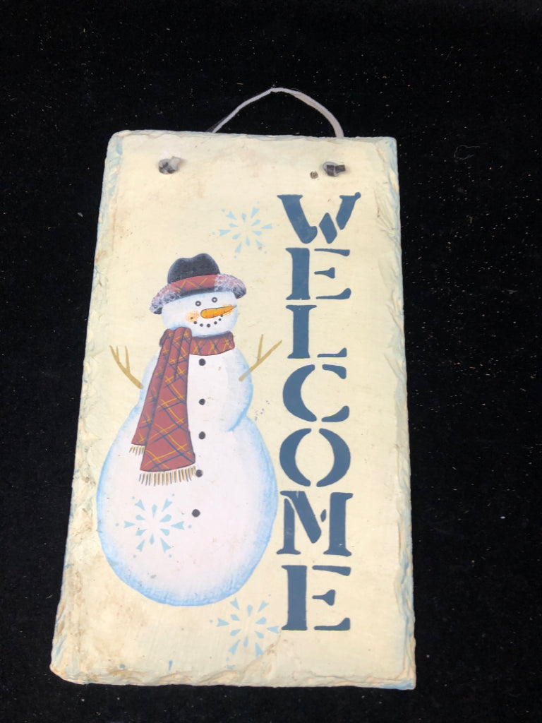 WELCOME SNOWMAN WALL HANGING.