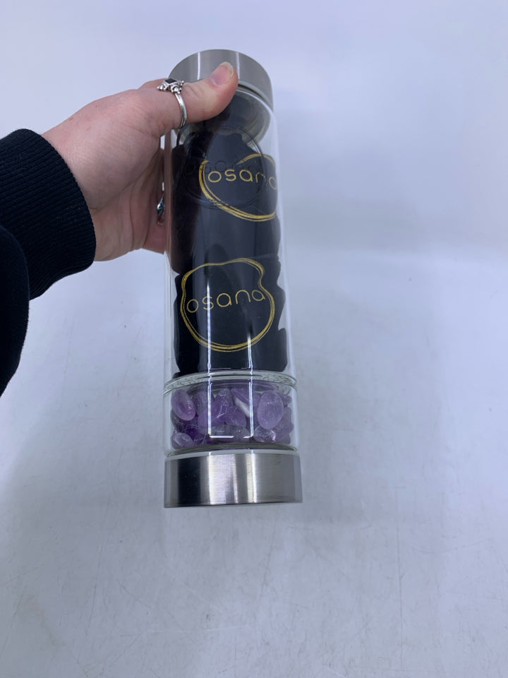 NIB CRYSTAL WATER BOTTLE W/ 3 CHANGEABLE HEALING CRYSTALS.