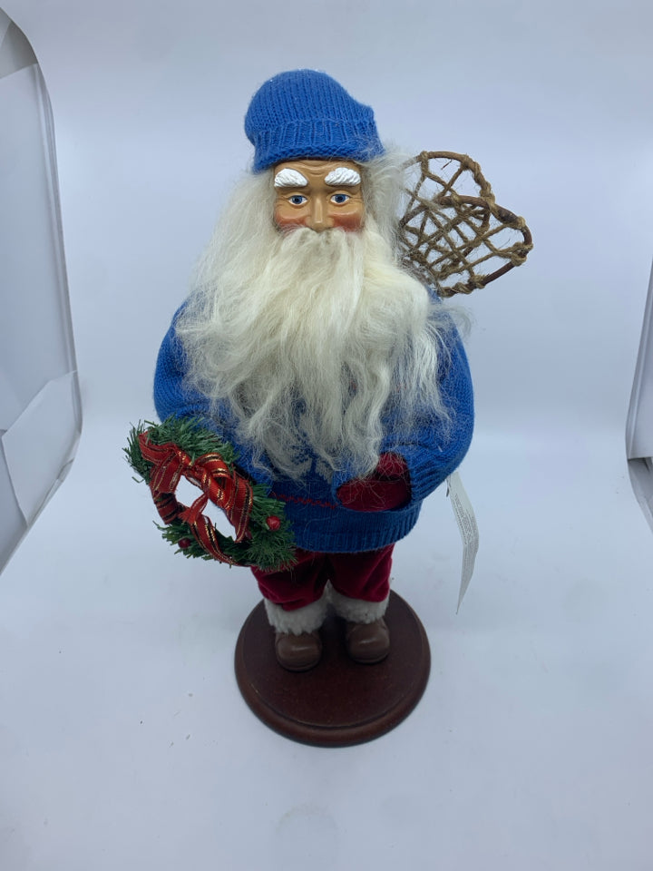 CHRISTMAS CREATIONS SANTA IN BLUE SWEATER.